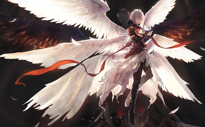 lucifer (granblue fantasy and 1 more) drawn by uwro