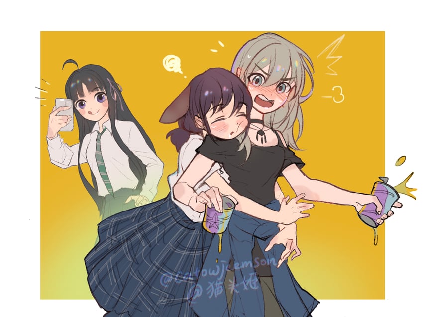 iseri nina, kawaragi momoka, and awa subaru (girls band cry) drawn by catowjeemson