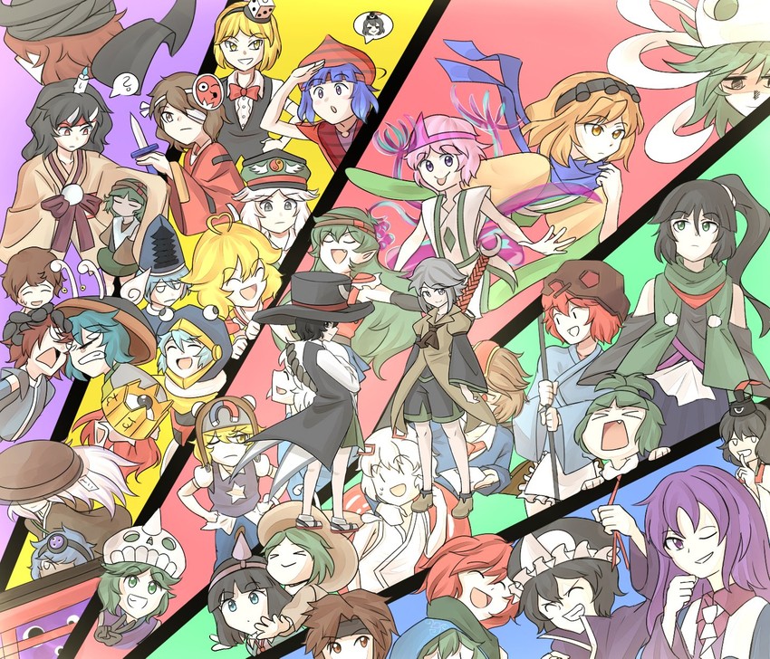 enraku tsubakura, houlen yabusame, senri tsurubami, shitodo kuroji, zuifeng tenkai, and 35 more (len'en and 4 more) drawn by gradient_ray