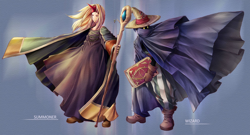 black mage and summoner (final fantasy and 1 more) drawn by akisawa_machi