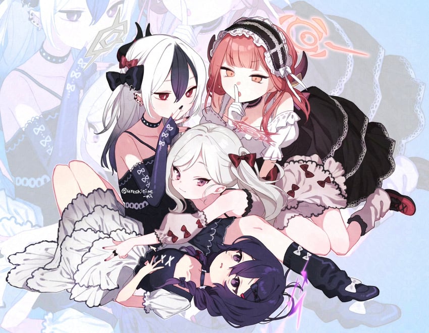 kayoko, aru, mutsuki, and haruka (blue archive) drawn by kisaka