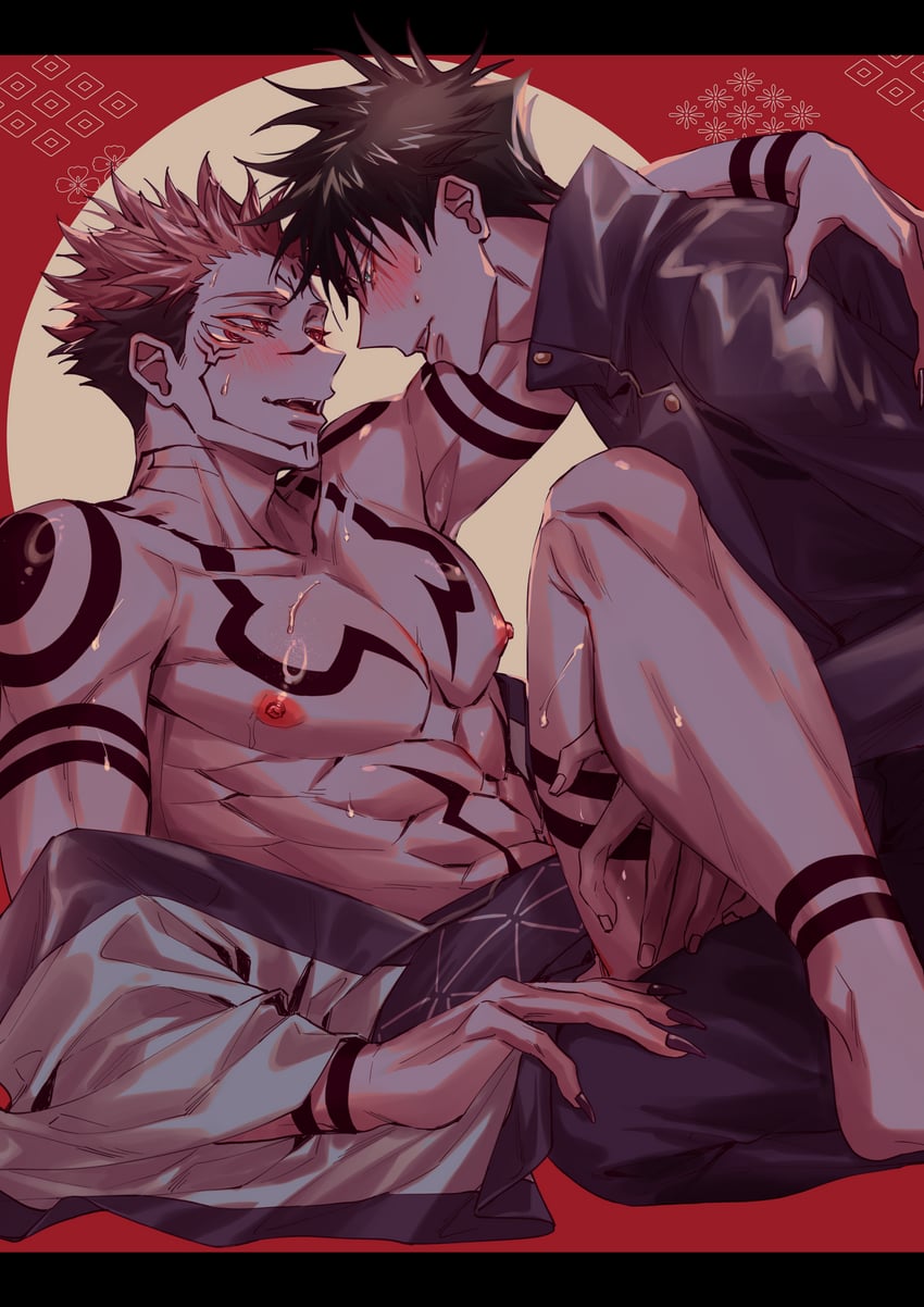 fushiguro megumi and ryoumen sukuna (jujutsu kaisen) drawn by azukiharuta_ju