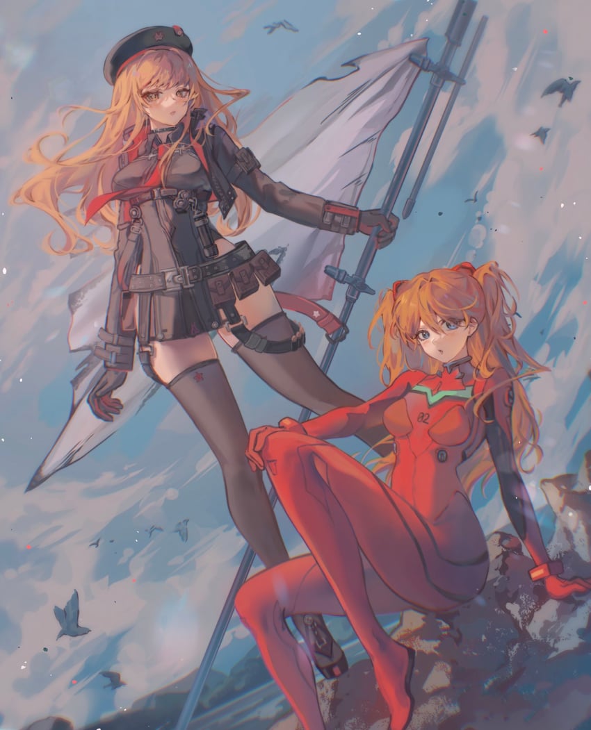 souryuu asuka langley and rapi (neon genesis evangelion and 1 more) drawn by chikenryice