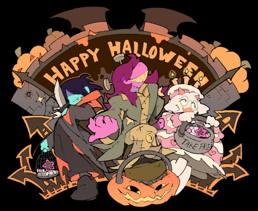 kris, frankenstein's monster, ralsei, and susie (deltarune) drawn by temmie_chang
