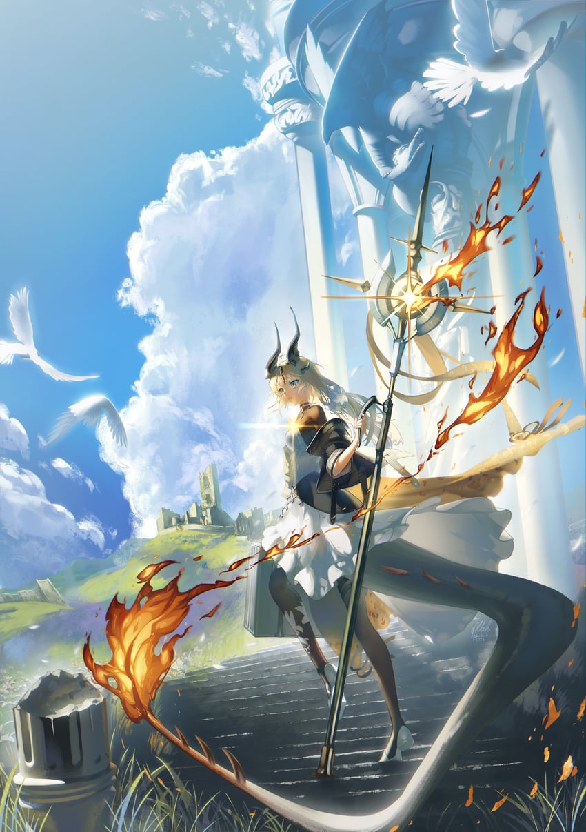 reed and reed the flame shadow (arknights) drawn by paulluxh