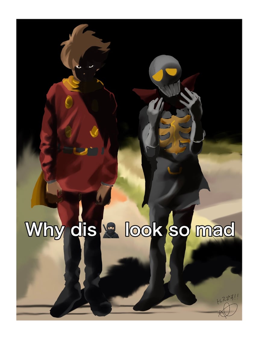 shimamura joe and black ghost (cyborg 009) drawn by yanaka_6009