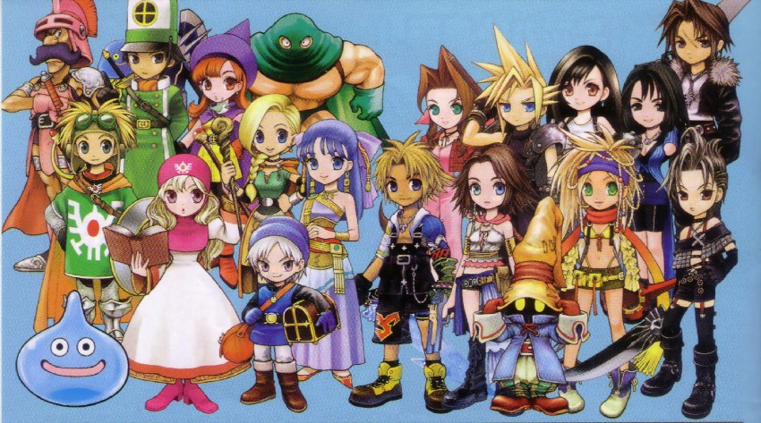 tifa lockhart, cloud strife, aerith gainsborough, squall leonhart, slime, and 16 more (final fantasy and 12 more)