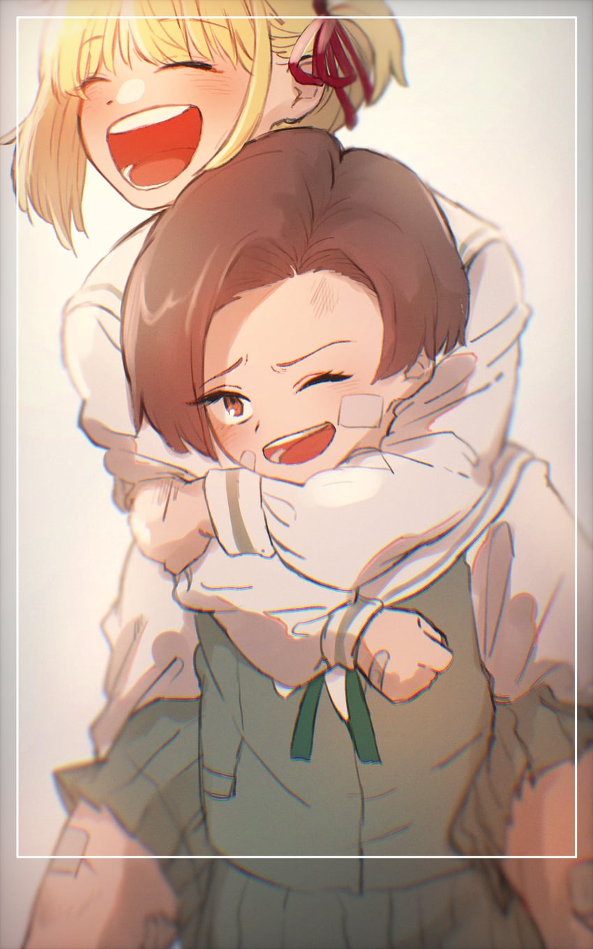 nishikigi chisato and harukawa fuki (lycoris recoil) drawn by imudegozaimasu