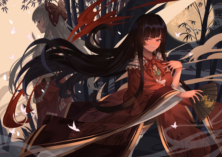 fujiwara no mokou and houraisan kaguya (touhou) drawn by kray._(k-ray)