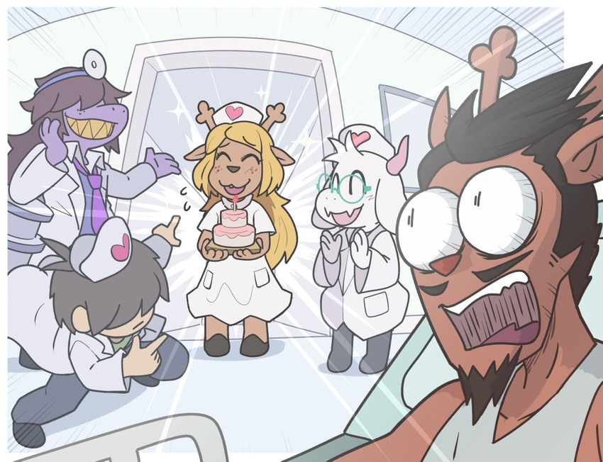 kris, susie, noelle holiday, ralsei, and rudolph holiday (deltarune) drawn by houten_(dre_a_mer)
