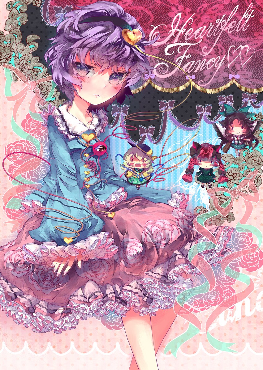 komeiji koishi, komeiji satori, kaenbyou rin, and reiuji utsuho (touhou) drawn by hoshika_ranoe