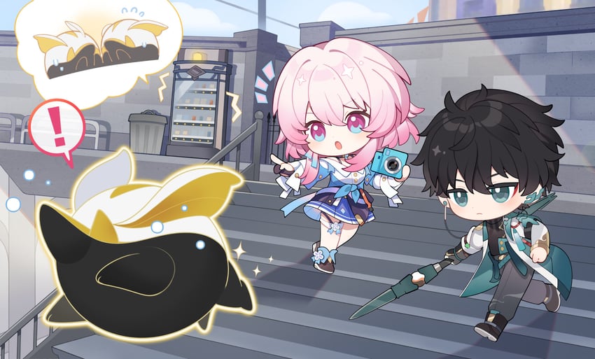 march 7th, dan heng, trotter, and warp trotter (honkai and 1 more)