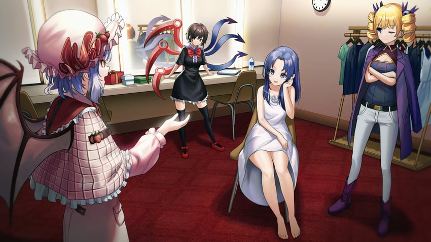 remilia scarlet, houjuu nue, kumoi ichirin, and yorigami jo'on (touhou) drawn by aya_(lezon)