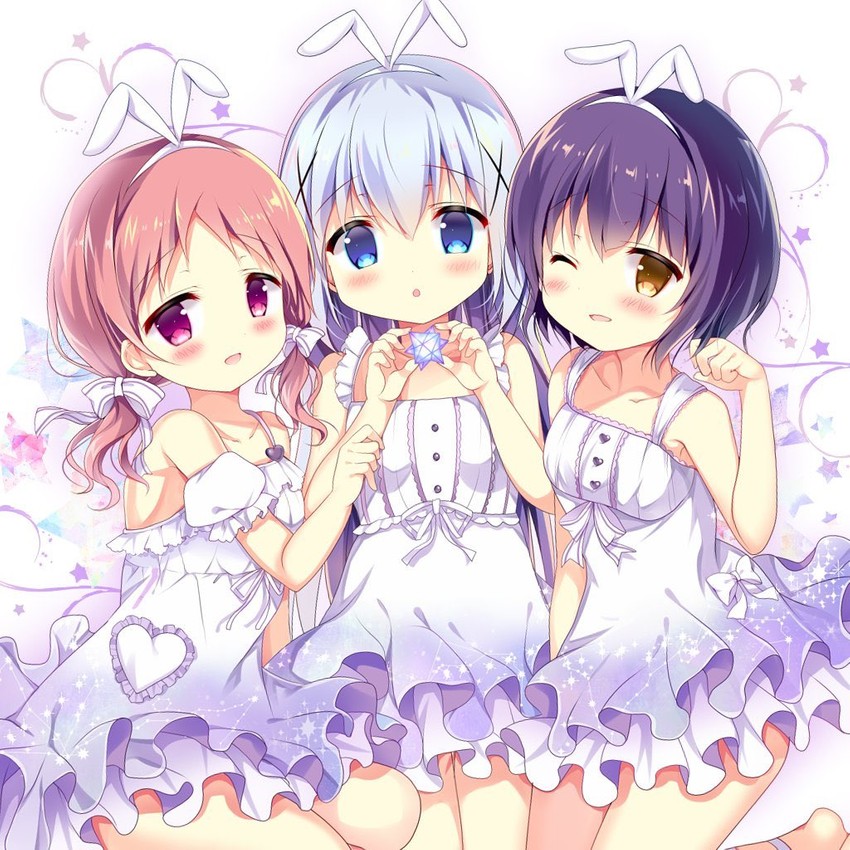 kafuu chino, jouga maya, and natsu megumi (gochuumon wa usagi desu ka?) drawn by azumi_kazuki