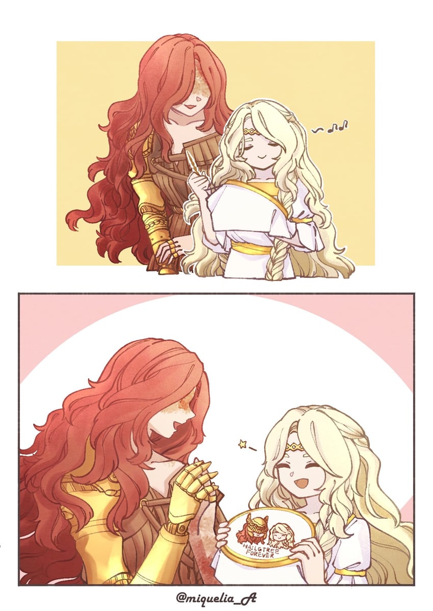 malenia blade of miquella and miquella (elden ring) drawn by miqueliafantasia