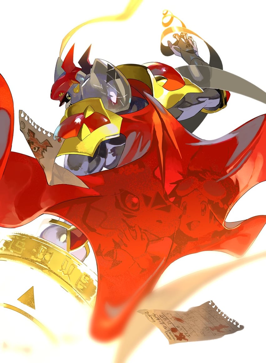 dukemon, guilmon, and matsuda takato (digimon and 1 more) drawn by e_volution