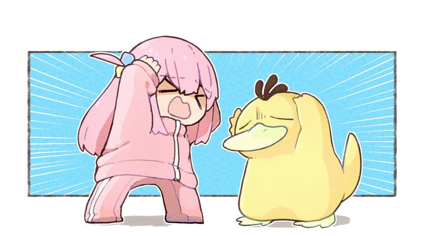 gotoh hitori and psyduck (pokemon and 1 more) drawn by ry_(pitamin5)