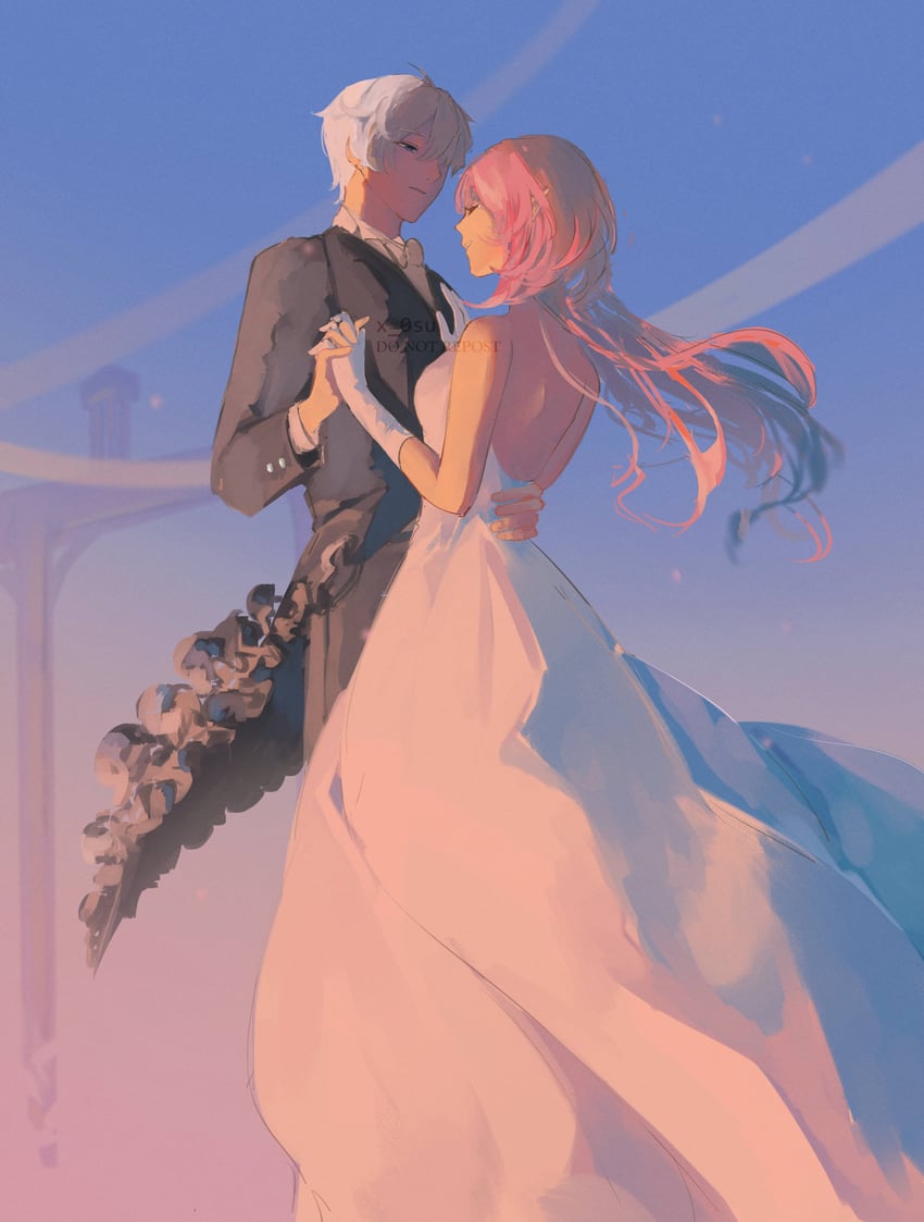 elysia and kevin kaslana (honkai and 1 more) drawn by su_(@x_0su)
