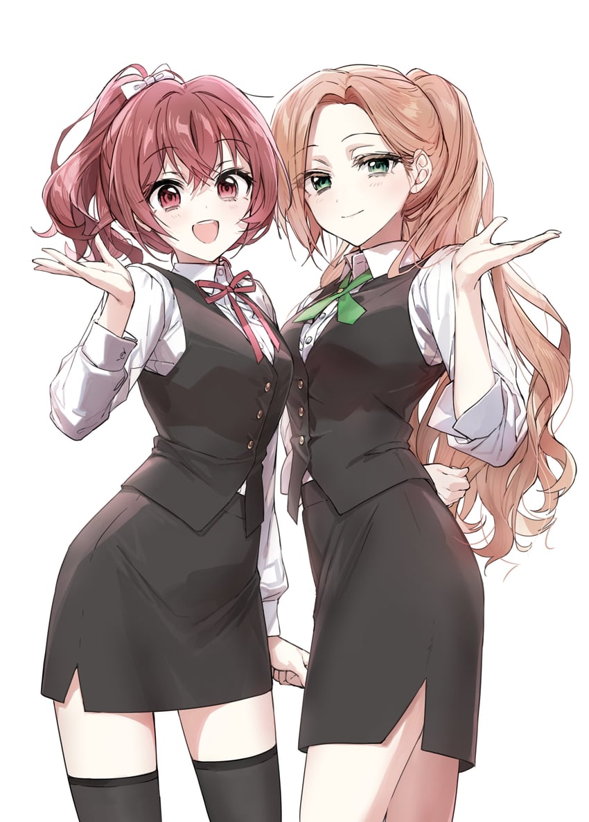 fuwa aya and sakakibara marika (onna doushi toka arienai desho to iiharu onnanoko wo hyakunichikan de tetteiteki ni otosu yuri no ohanashi) drawn by wata_(attaka_towel)