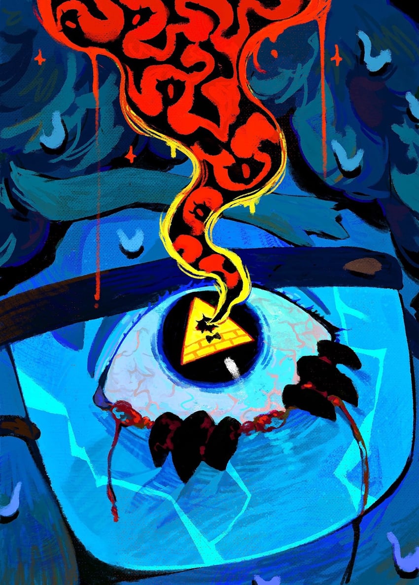 bill cipher and ford pines (gravity falls) drawn by a-kai202