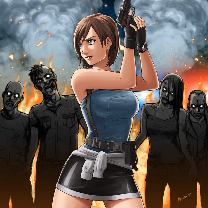 jill valentine (resident evil and 1 more) drawn by azusa_tanaka