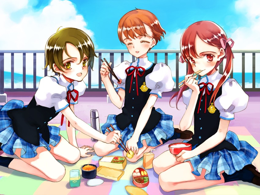 yazuki miyu, sawatari aoi, and onodera asahi (period) drawn by oyari_ashito