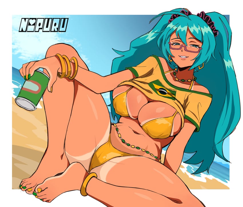 hatsune miku and brazilian miku (vocaloid) drawn by nipuru_studio
