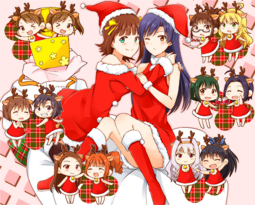 hoshii miki, kisaragi chihaya, amami haruka, kikuchi makoto, shijou takane, and 9 more (idolmaster) drawn by kisaragi_ichigo