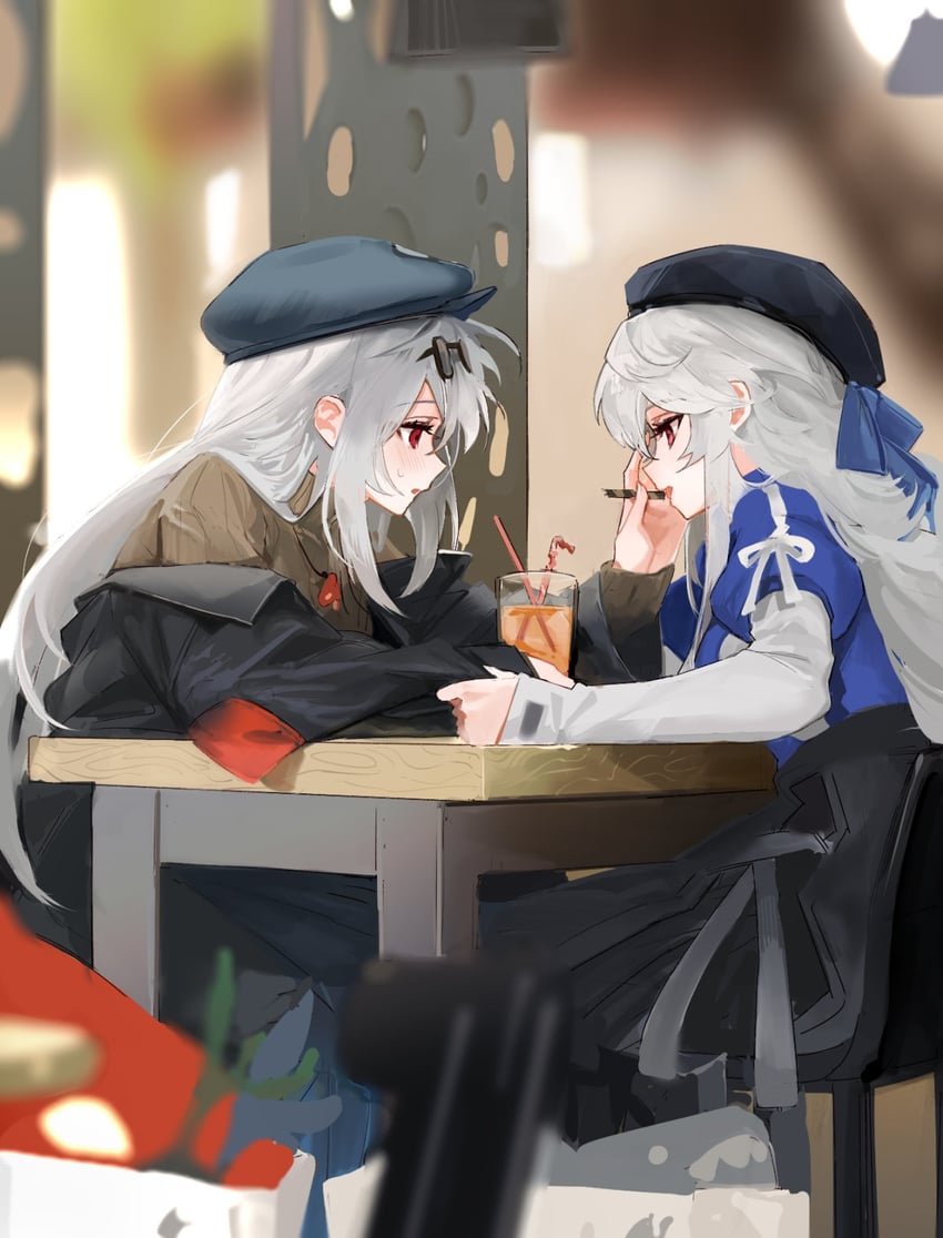 skadi and specter (arknights and 1 more) drawn by h_cho3