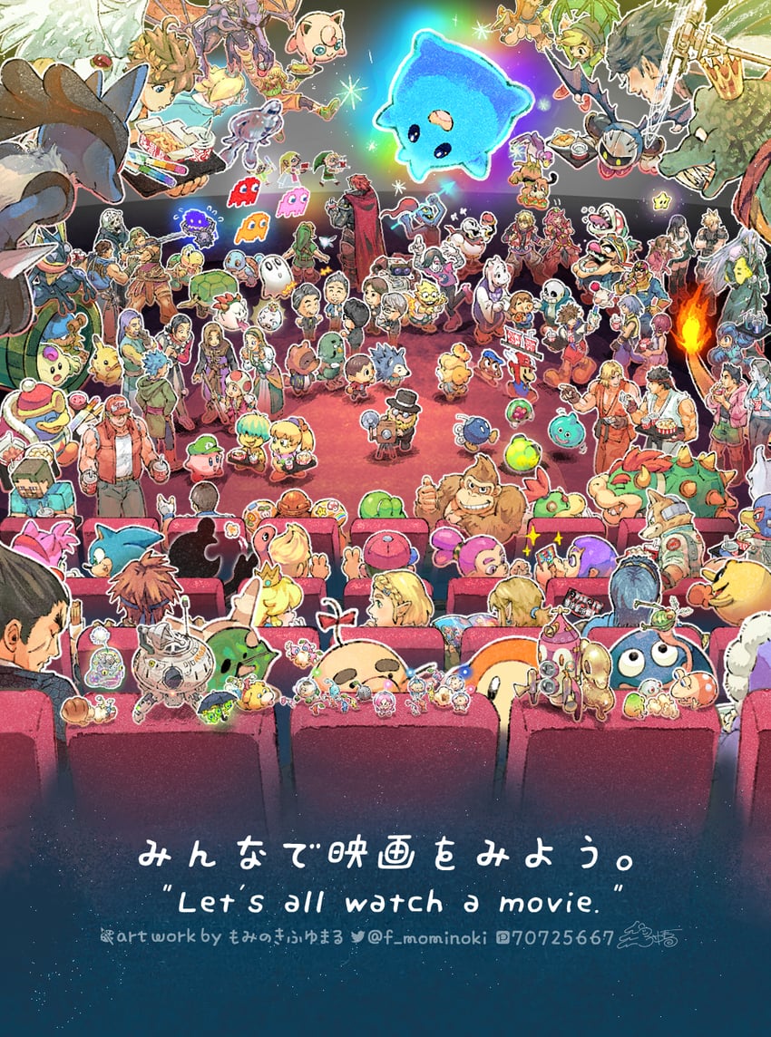link, inkling player character, pikachu, princess zelda, tifa lockhart, and 108 more (pokemon and 58 more) drawn by fuyumaru_mominoki