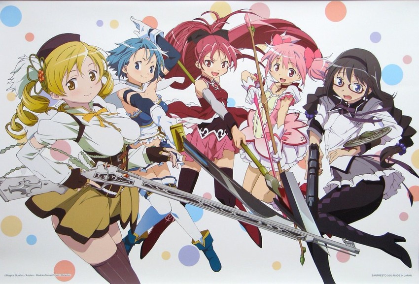 akemi homura, kaname madoka, miki sayaka, sakura kyoko, and tomoe mami (mahou shoujo madoka magica)