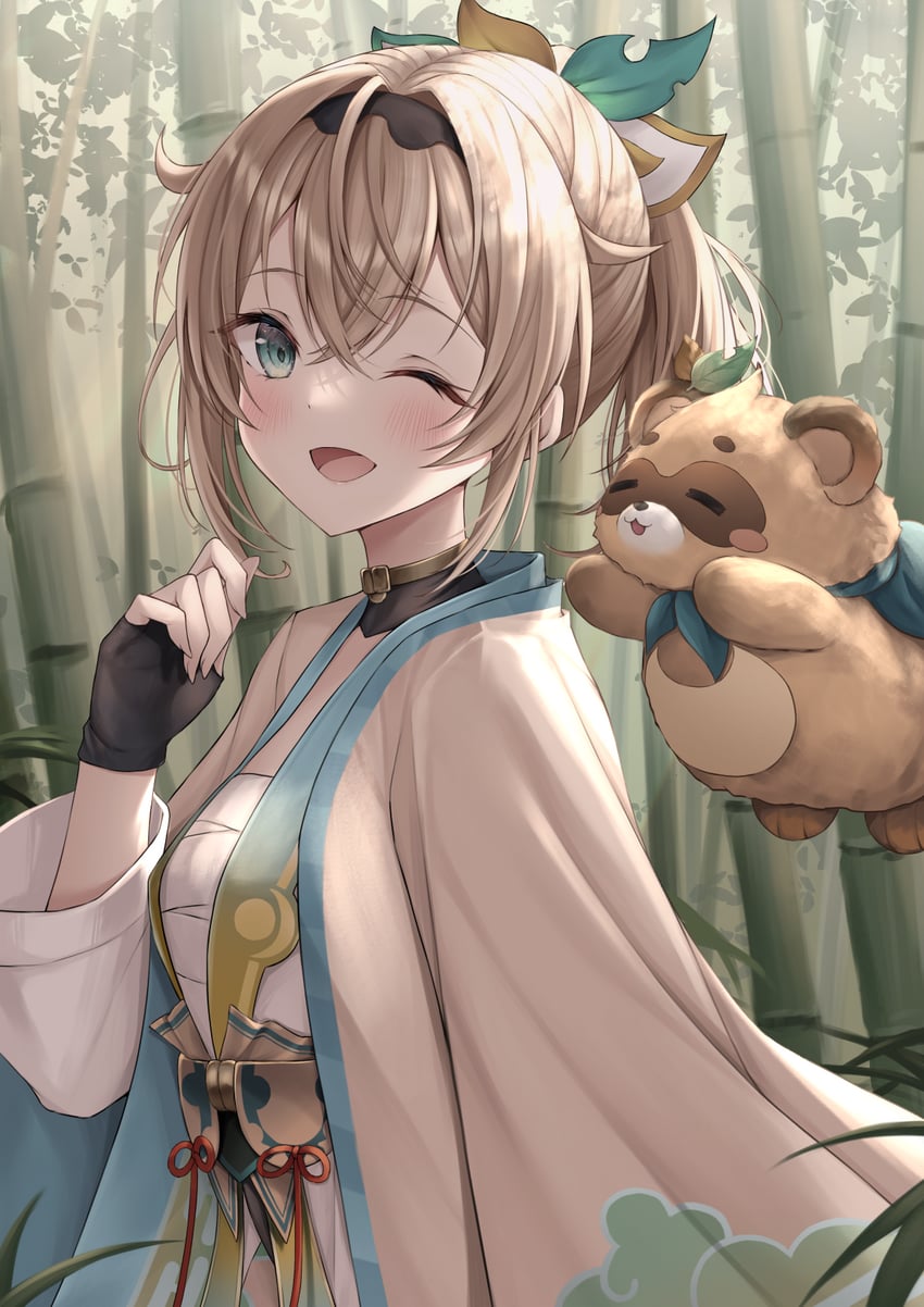kazama iroha and pokobee (hololive) drawn by nakaji_(user_snap3353)