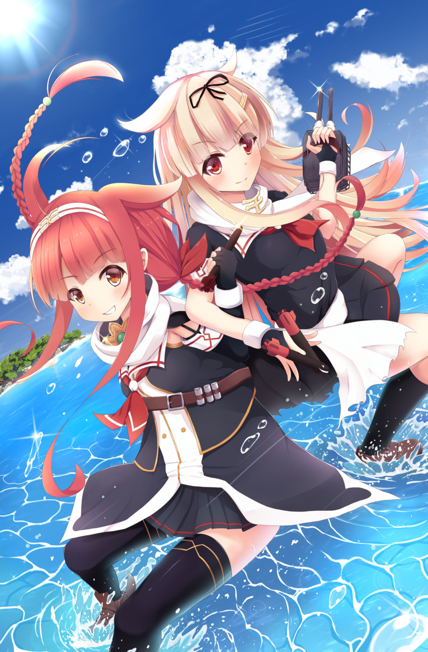 yuudachi, yuudachi kai ni, kawakaze, and kawakaze kai ni (kantai collection) drawn by mia_(kuja999)