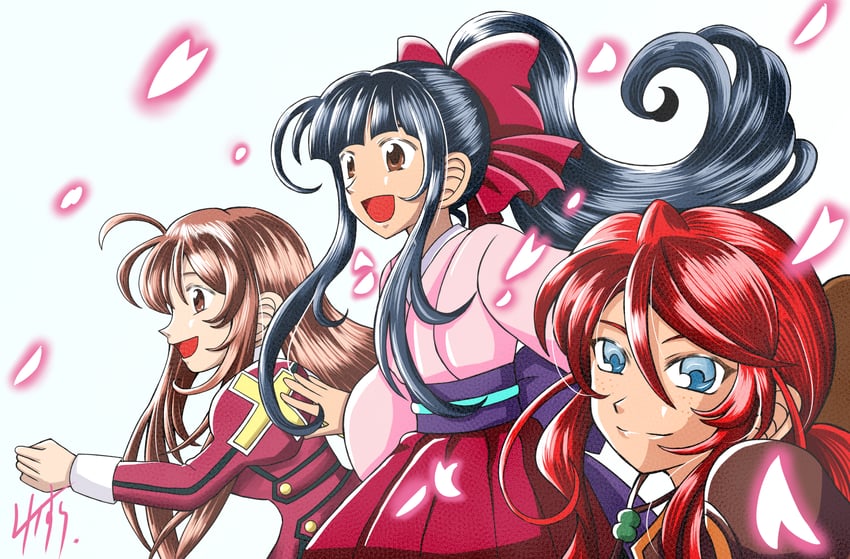 shinguuji sakura, erica fontaine, and gemini sunrise (sakura taisen) drawn by akatsuki_yusura