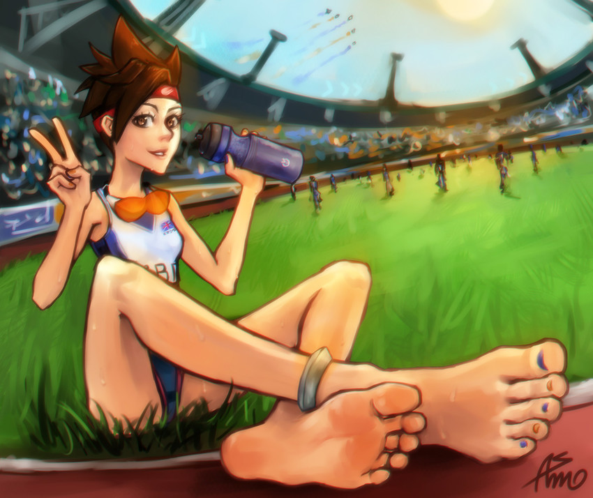tracer and sprinter tracer (overwatch and 2 more) drawn by asmo_deus