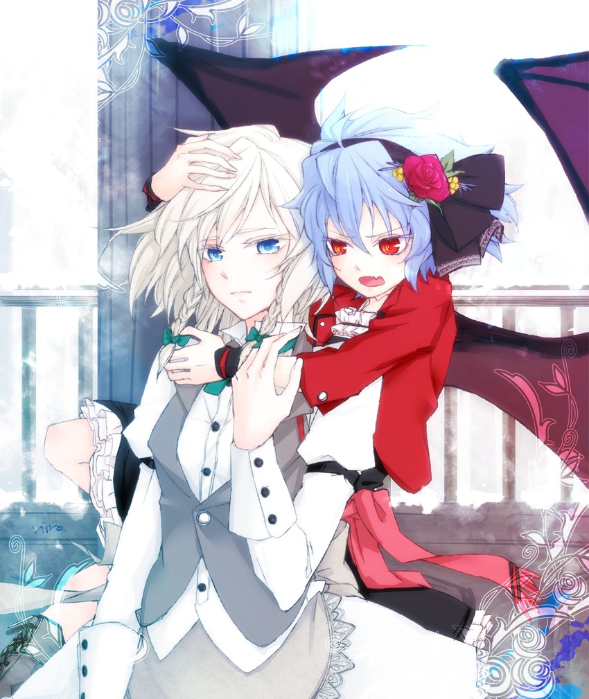remilia scarlet and izayoi sakuya (touhou) drawn by vasashi-uma