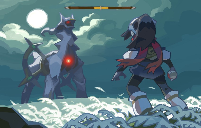 akari and arceus (pokemon and 2 more) drawn by niking