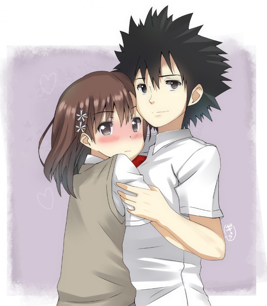 misaka mikoto and kamijou touma (toaru majutsu no index and 1 more) drawn by masamuuu