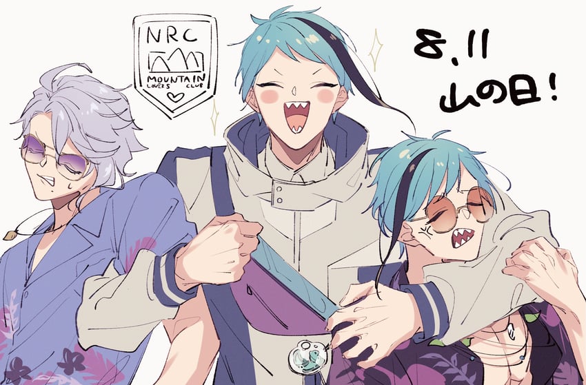 floyd leech, jade leech, and azul ashengrotto (twisted wonderland) drawn by michihito