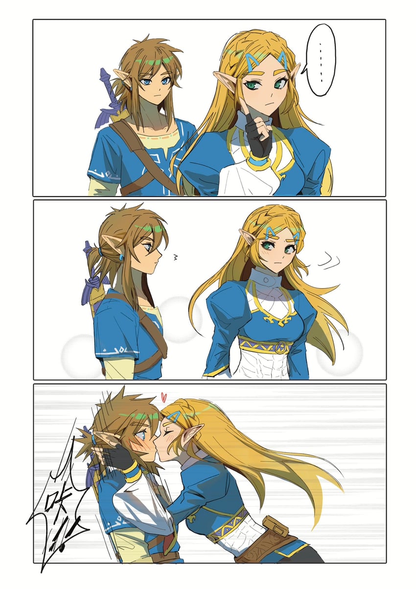 link and princess zelda (the legend of zelda and 1 more) drawn by shuo_yue