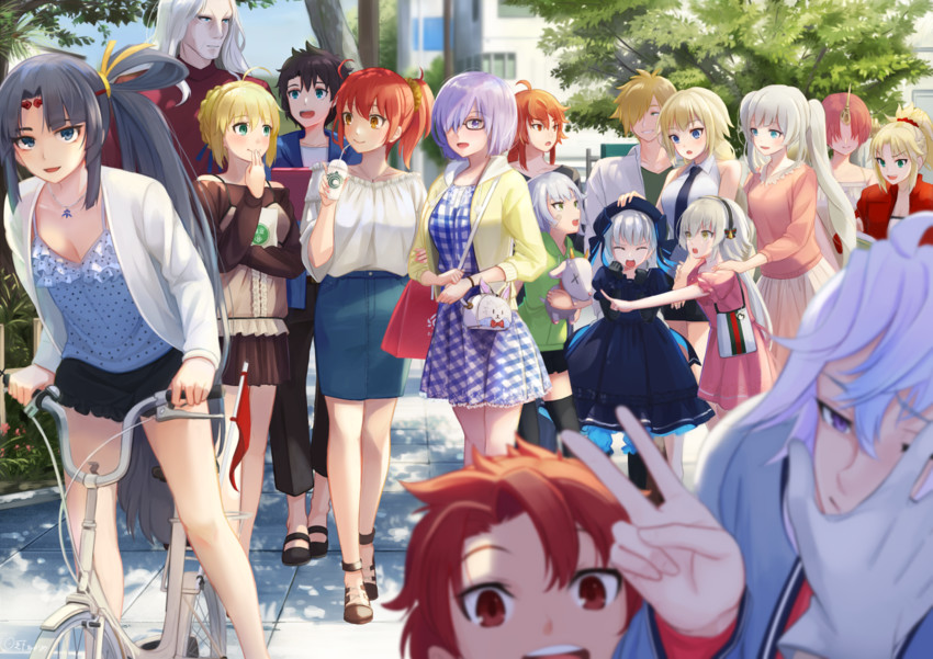 artoria pendragon, saber, mash kyrielight, fujimaru ritsuka, jeanne d'arc, and 13 more (fate and 5 more) drawn by hinoshita_akame