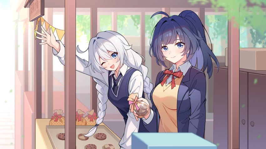 kiana kaslana and raiden mei (honkai and 1 more) drawn by gou_lianlian_dogface
