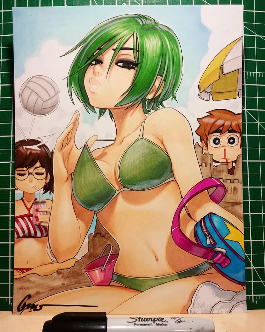 scott pilgrim, ramona flowers, and julie powers (scott pilgrim) drawn by omar_dogan