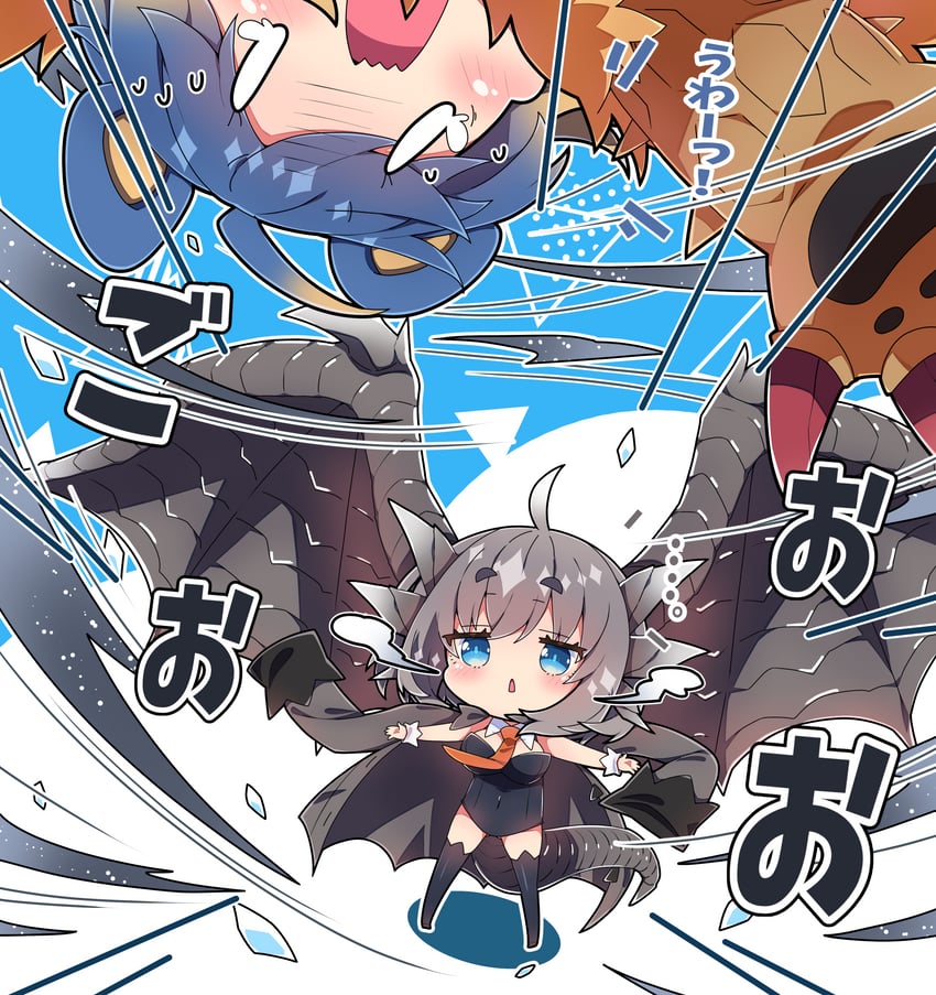 arzuros and kushala daora (monster hunter) drawn by milkpanda