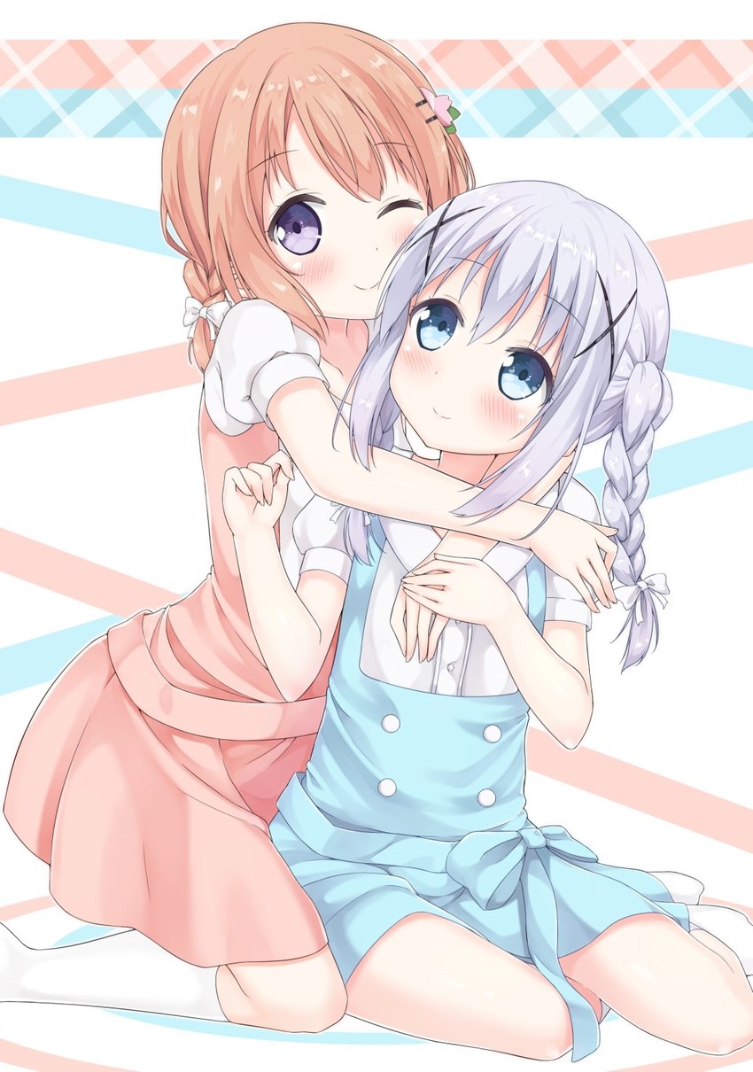 kafuu chino and hoto cocoa (gochuumon wa usagi desu ka?) drawn by karutamo