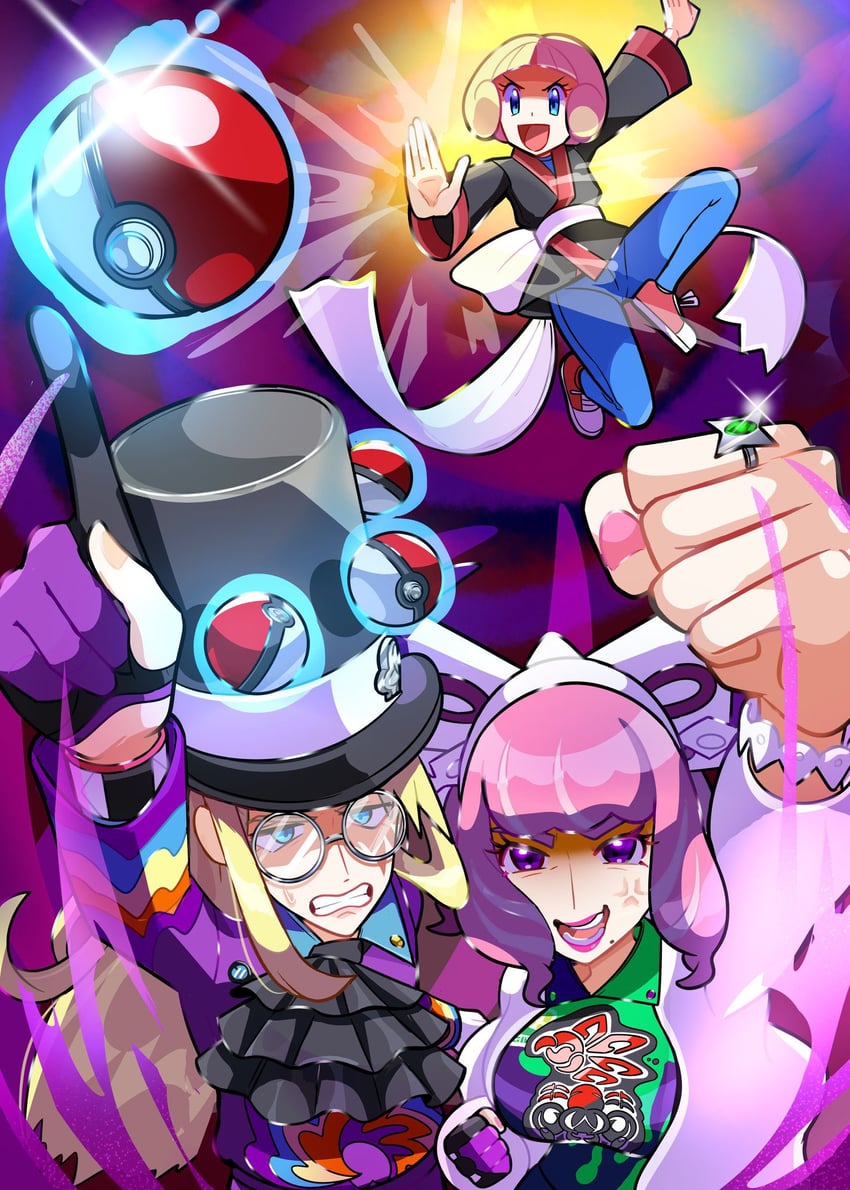 klara, avery, and greta (pokemon and 4 more) drawn by monaka_mom