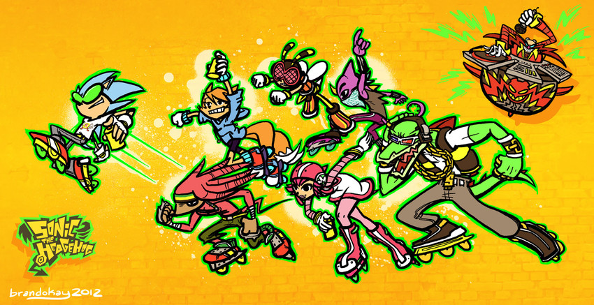 sonic the hedgehog, amy rose, tails, knuckles the echidna, dr. eggman, and 3 more (sonic and 2 more) drawn by brandokay