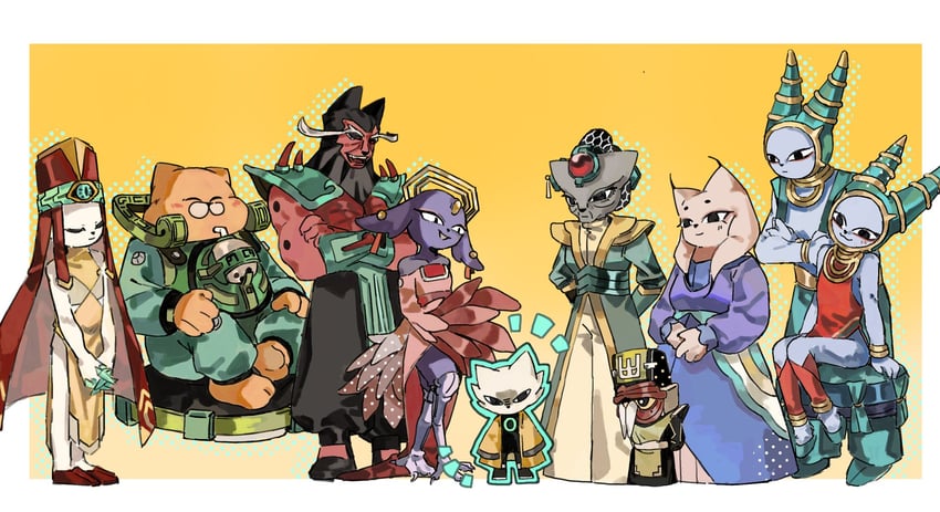 yi, ji, kuafu, goumang, eigong, and 5 more (nine sols) drawn by aaayamitsu