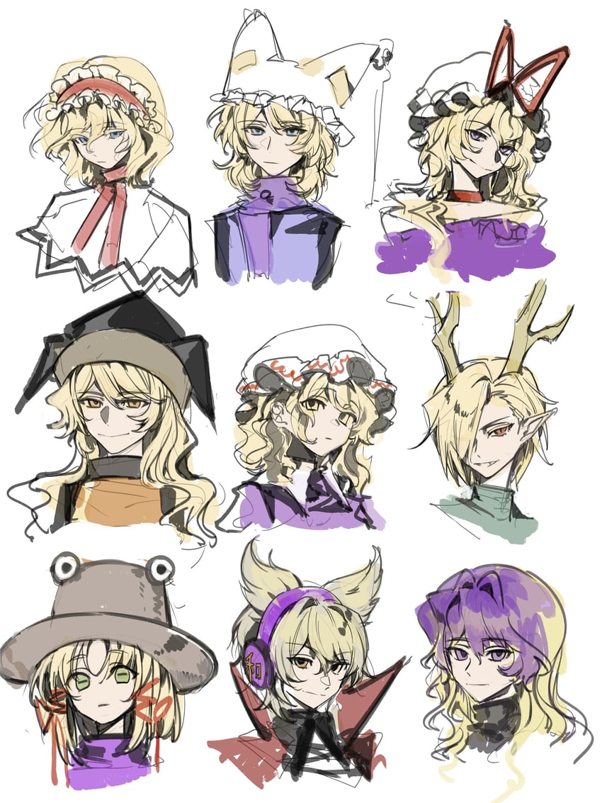 alice margatroid, yakumo yukari, yakumo ran, moriya suwako, hijiri byakuren, and 5 more (touhou) drawn by xian_qishui