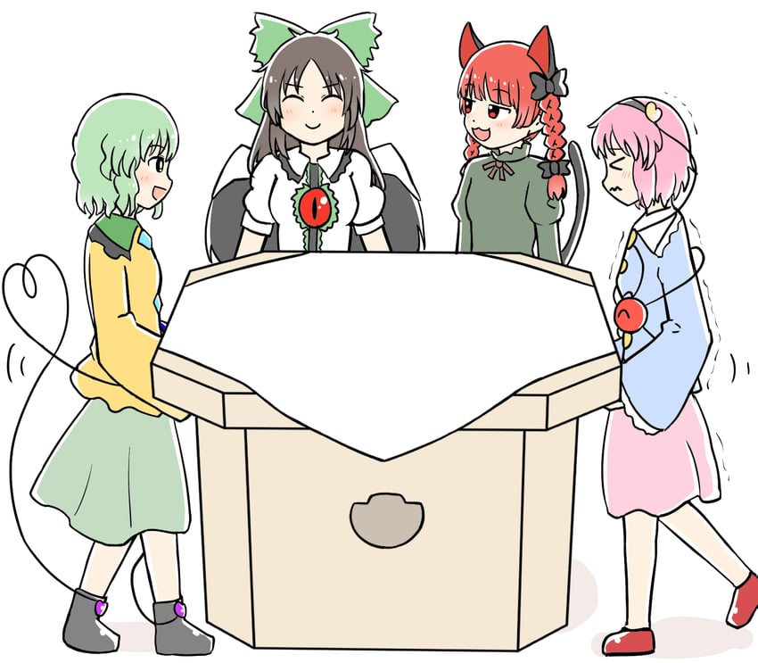 komeiji koishi, komeiji satori, kaenbyou rin, and reiuji utsuho (touhou) drawn by rozugadena